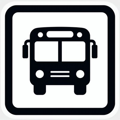 A black and white bus icon