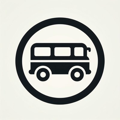 A simple black and white bus icon