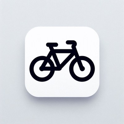 A black bicycle icon on a white square