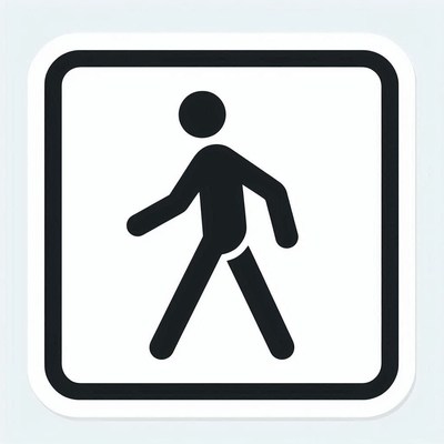 A pedestrian crossing sign is shown