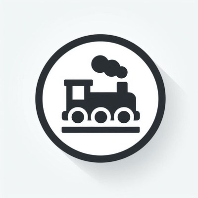 A simple train icon with a shadow