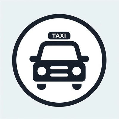 A black and white taxi icon