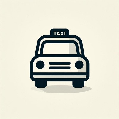 A simple black and white taxi icon