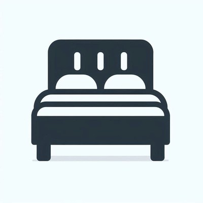 This is a simple icon of a bed