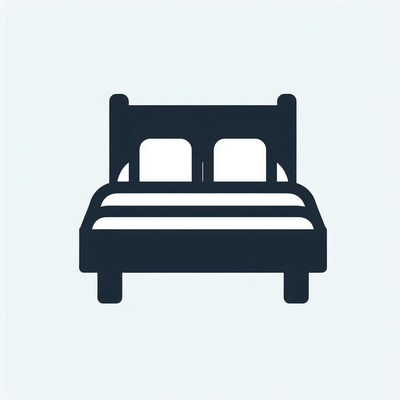 A simple bed icon, representing a place to sleep
