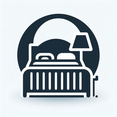 A bed with a lamp and a headboard in a circle