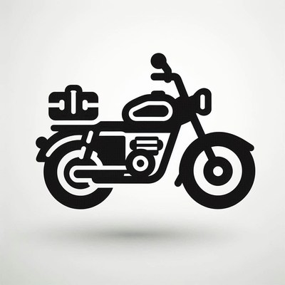 A black and white motorcycle with luggage on the back