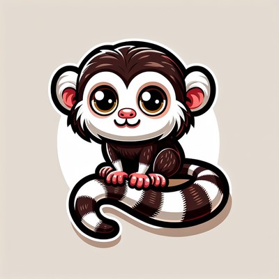 A cute monkey sits on its tail
