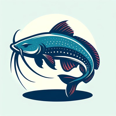 A blue catfish leaps from the water