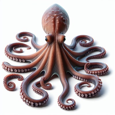 Octopus with eight tentacles on a white background