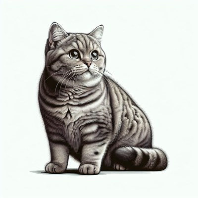 A tabby cat sits and looks upwards