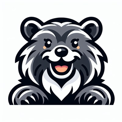 A smiling raccoon waves on a white background