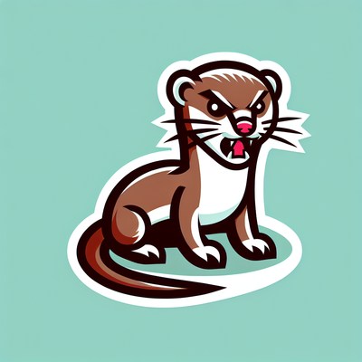 A fierce cartoon weasel with bared teeth