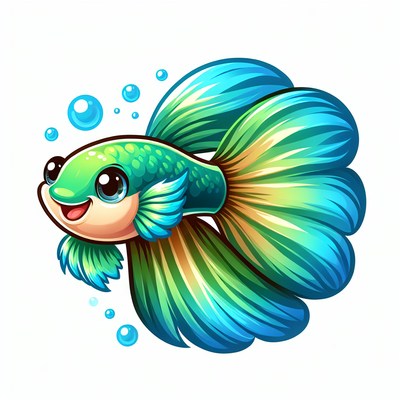 A green and blue betta fish swims happily in the water