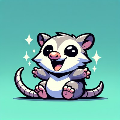 A cute cartoon sugar glider smiles for the camera