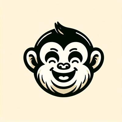 A cartoon monkey smiles happily