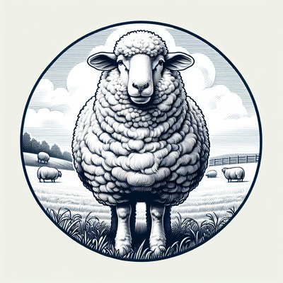 A sheep stands in a field, facing the viewer