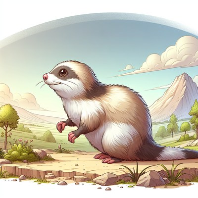 A small, furry animal stands on a rocky outcrop