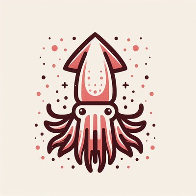 A stylized squid illustration