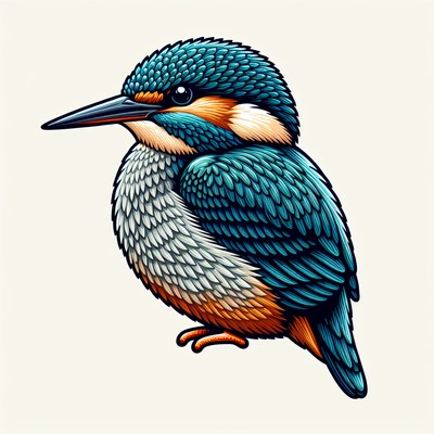 A detailed illustration of a kingfisher