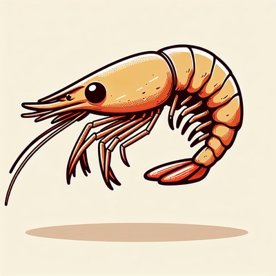 A detailed illustration of a shrimp