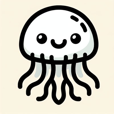 A cute cartoon jellyfish smiles at the camera