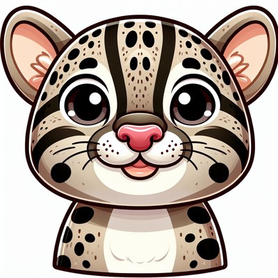 A cute, cartoon drawing of a binturong