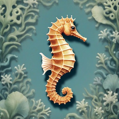 A seahorse swims through coral reefs