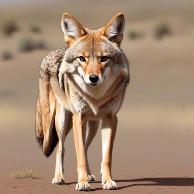 A coyote walks through the desert