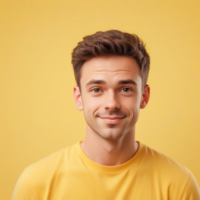 A young man smiles at the camera