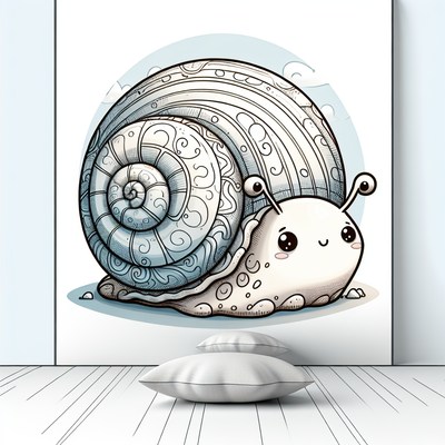 A cute snail illustration on a canvas