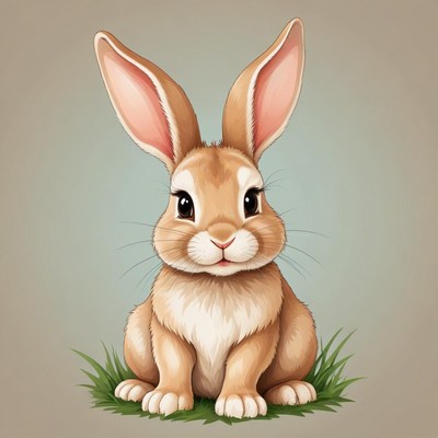 A brown rabbit sits in the grass