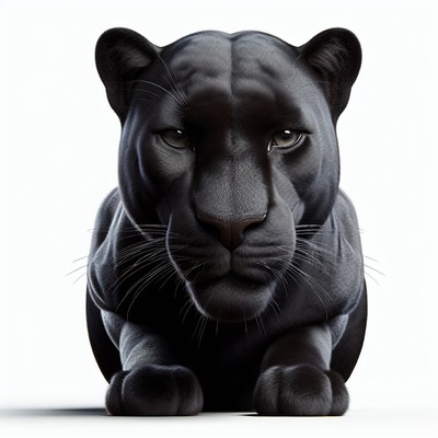 A black panther stares intently at the camera