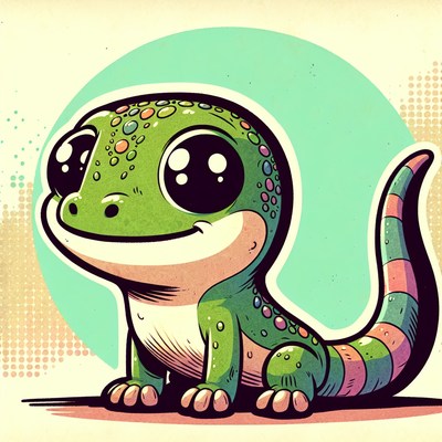 A cute green gecko smiles for the camera