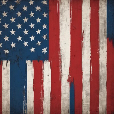 A weathered american flag with faded colors