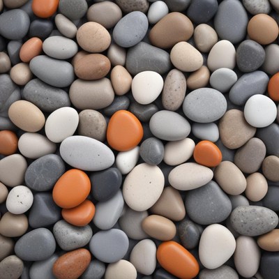 Smooth, gray and orange stones