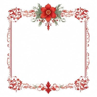 A red floral frame with intricate details