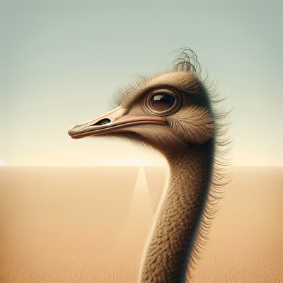 An ostrich looks out across the desert