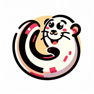 A cartoon otter smiles and curls its tail