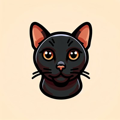 A black cat with orange ears looks directly at the camera