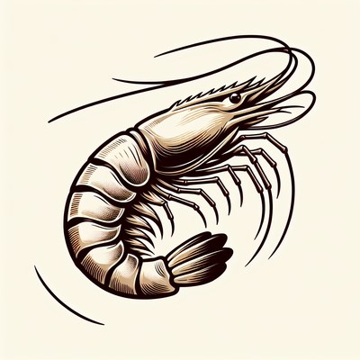 A detailed illustration of a shrimp