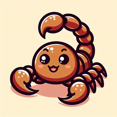 A cute cartoon scorpion smiles for the camera