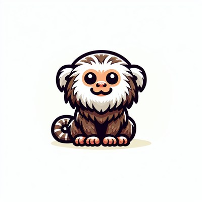 A cute cartoon monkey sits smiling