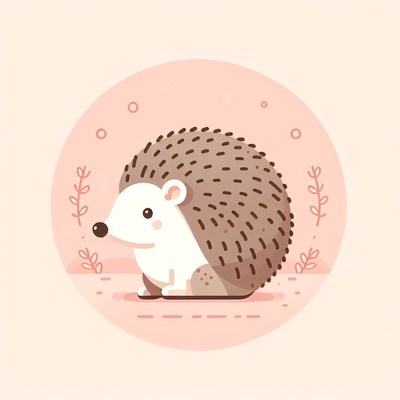 A cute hedgehog sits in a pink circle