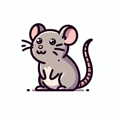 A cute cartoon mouse with big eyes