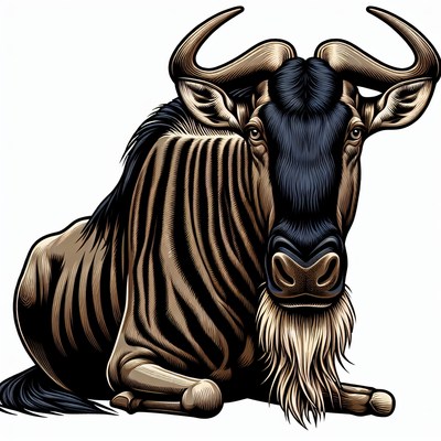 A wildebeest rests on the plains of africa