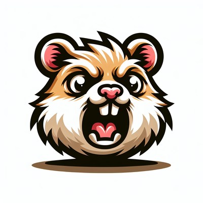 A cartoon hamster with angry eyes is yelling