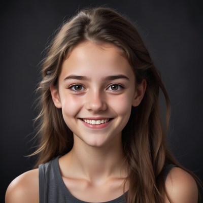 A young girl smiles brightly for the camera