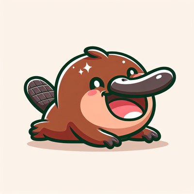 A cartoon platypus smiles brightly