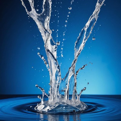 Water splashing in a blue pool